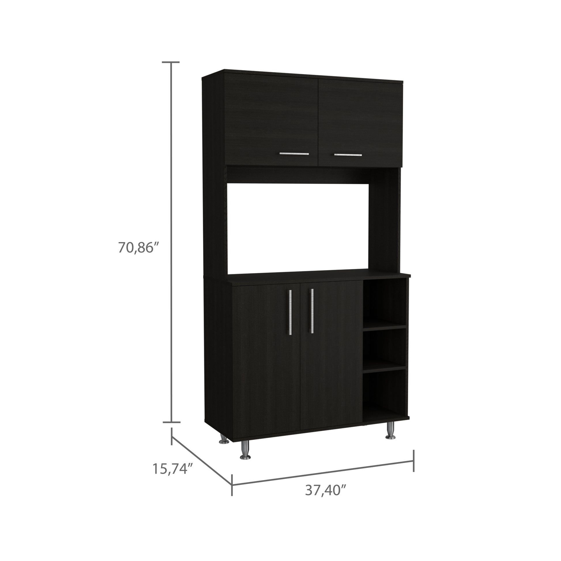 Bayshore 3 Shelf Pantry Cabinet Black Wengue Black Particle Board