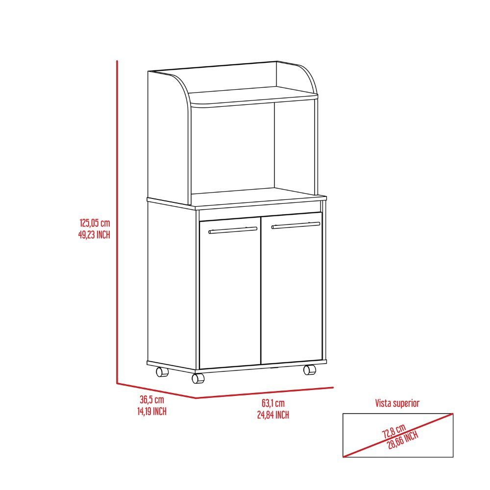 Charlotte 1 Shelf 2 Door Kitchen Pantry White White Particle Board