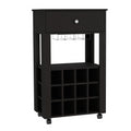 Ambler 1 Drawer 12 Bottle Wine Cabinet Black Wengue Black Particle Board