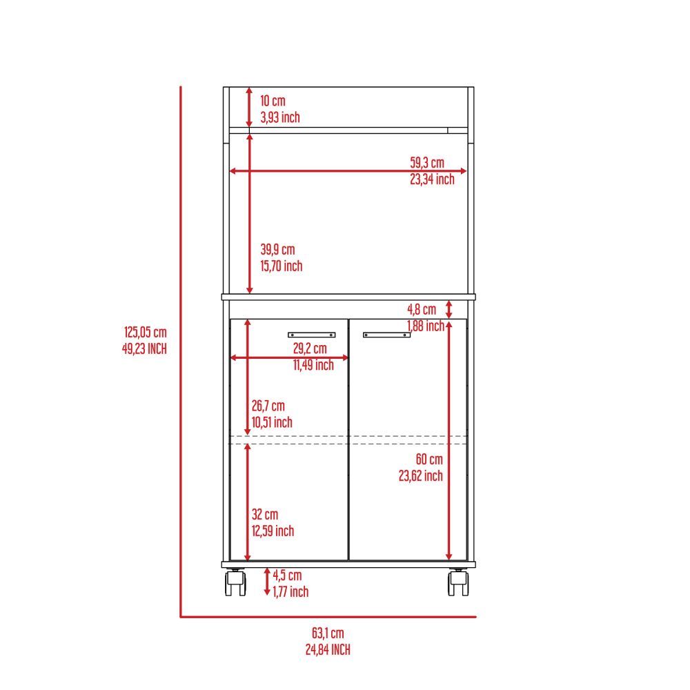 Charlotte 1 Shelf 2 Door Kitchen Pantry White White Particle Board