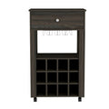 Espresso 1 Drawer 12 Bottle Wine Cabinet Carbon Brown Particle Board