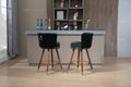 Coolmore Counter Height Bar Stools Set Of 2 For Kitchen Counter Solid Wood Legs With A Fixed Height Of 360 Degrees Black Solid Wood