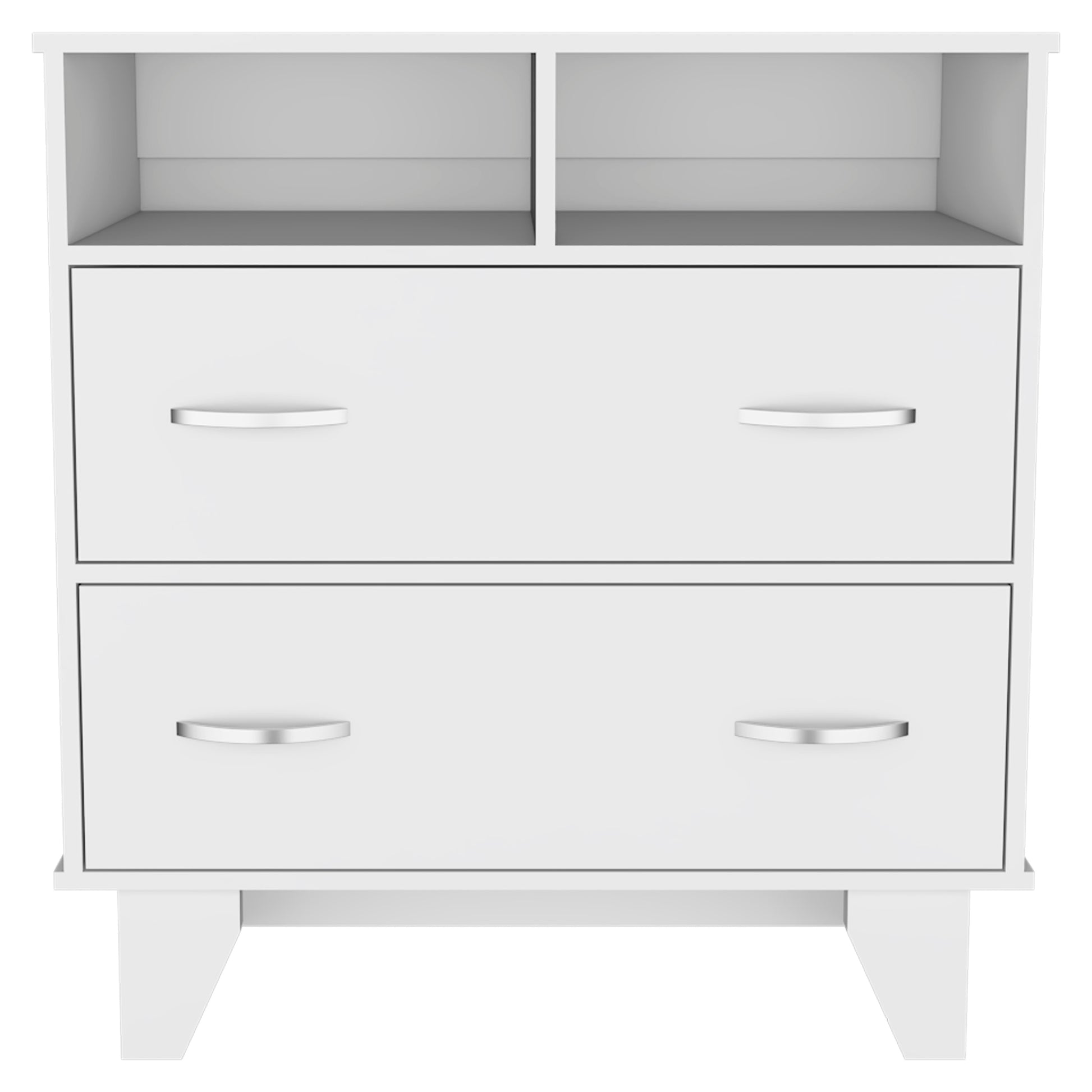 Aaron 2 Drawer 2 Shelf Dresser White White Particle Board