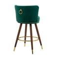 Coolmore Counter Height Bar Stools Set Of 2 For Kitchen Counter Solid Wood Legs With A Fixed Height Of 360 Degrees Emerald Solid Wood