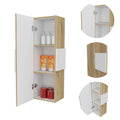 Light Oak And White 3 Shelf Rectangle Medicine Cabinet White Light Oak Particle Board