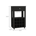 Ambler 1 Drawer 12 Bottle Wine Cabinet Black Wengue Black Particle Board