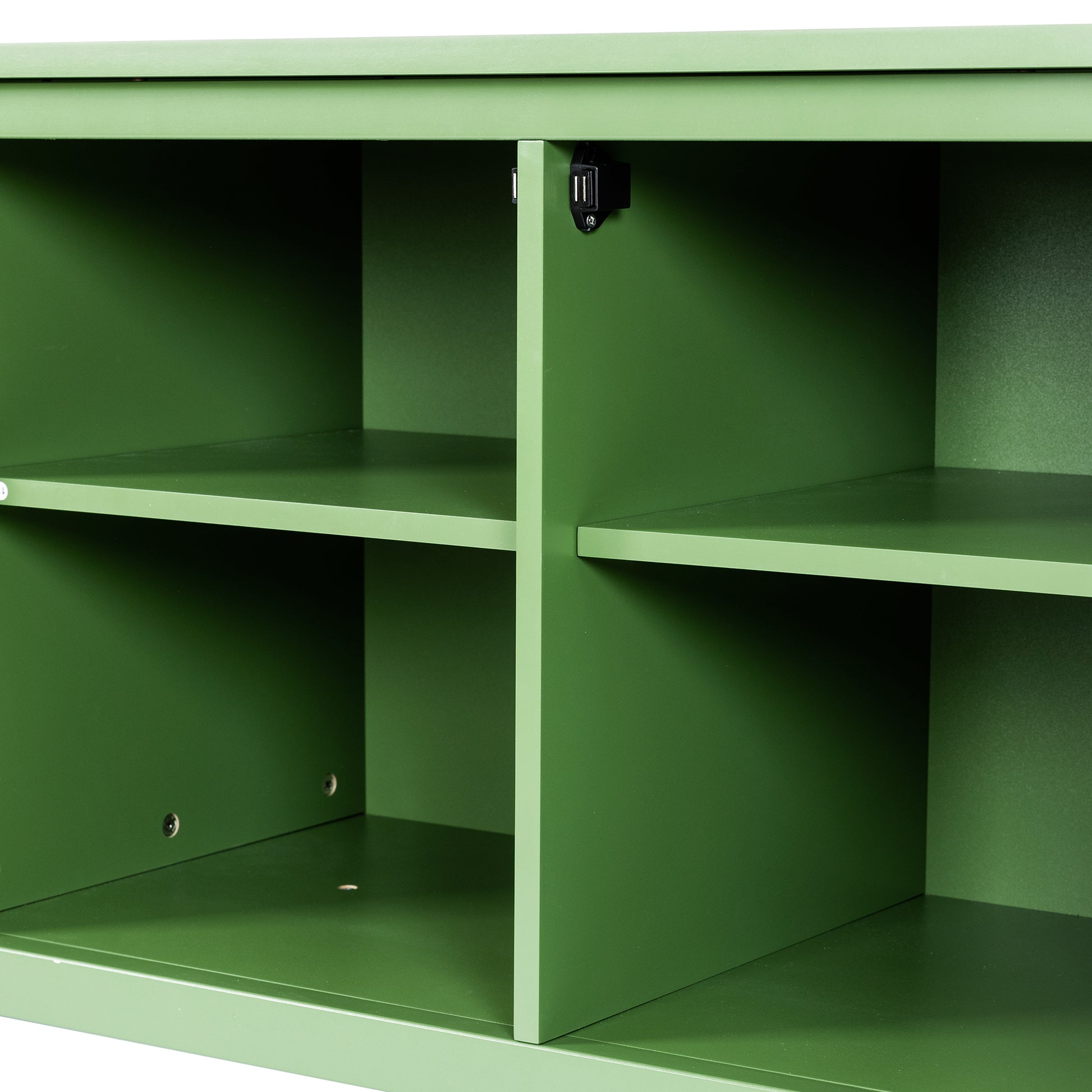 71 Inch Stylish Tv Cabinet,Entertainment Centertv Stand,Tvconsoletable, Media Console,Solidwood Frame,Changhong Glass Door,Metal Handle,Antique Green,For The Children'S Room,Bedroom Living Room Antique Green Primary Living Space 75 Inches 70 79 Inches