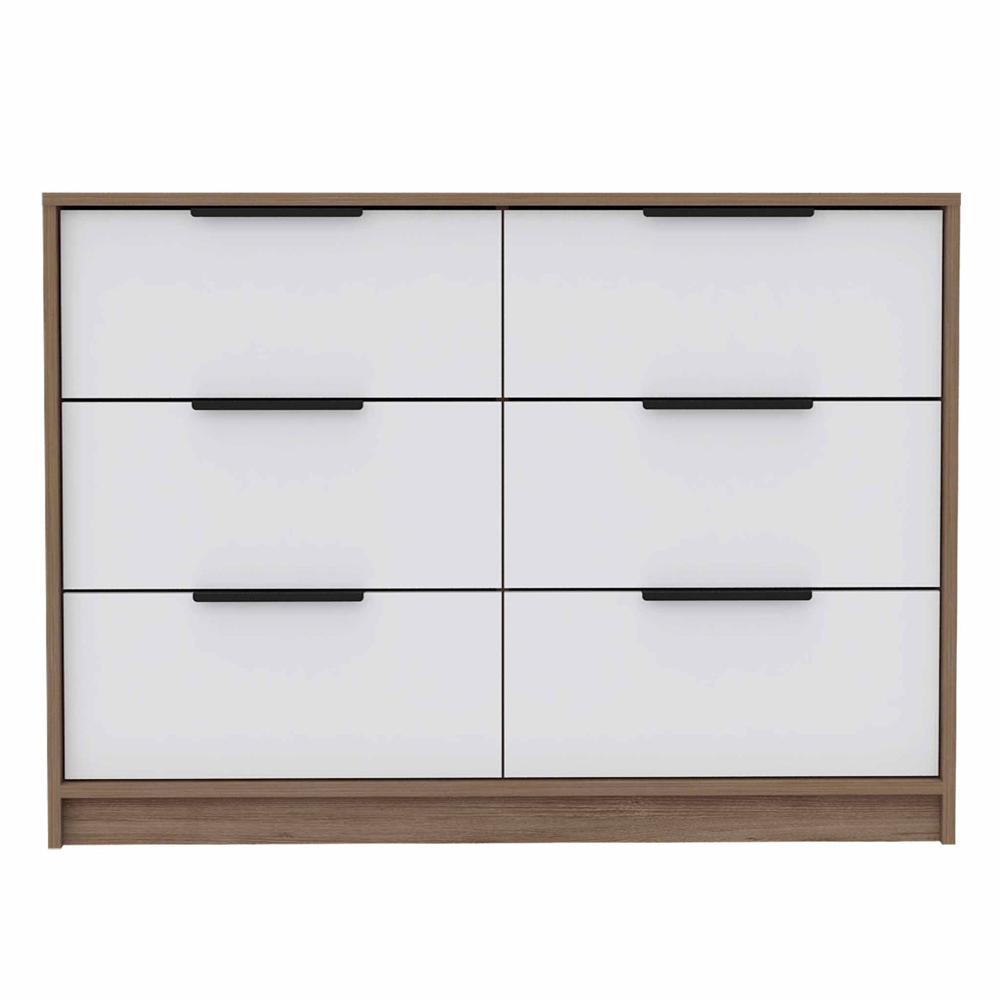 Longhill 6 Drawer Rectangle Dresser Pine And White White Particle Board