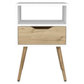 Haverson 1 Drawer 1 Shelf Nightstand White And Light Oak White Particle Board