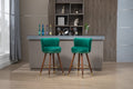 Coolmore Counter Height Bar Stools Set Of 2 For Kitchen Counter Solid Wood Legs With A Fixed Height Of 360 Degrees Emerald Solid Wood