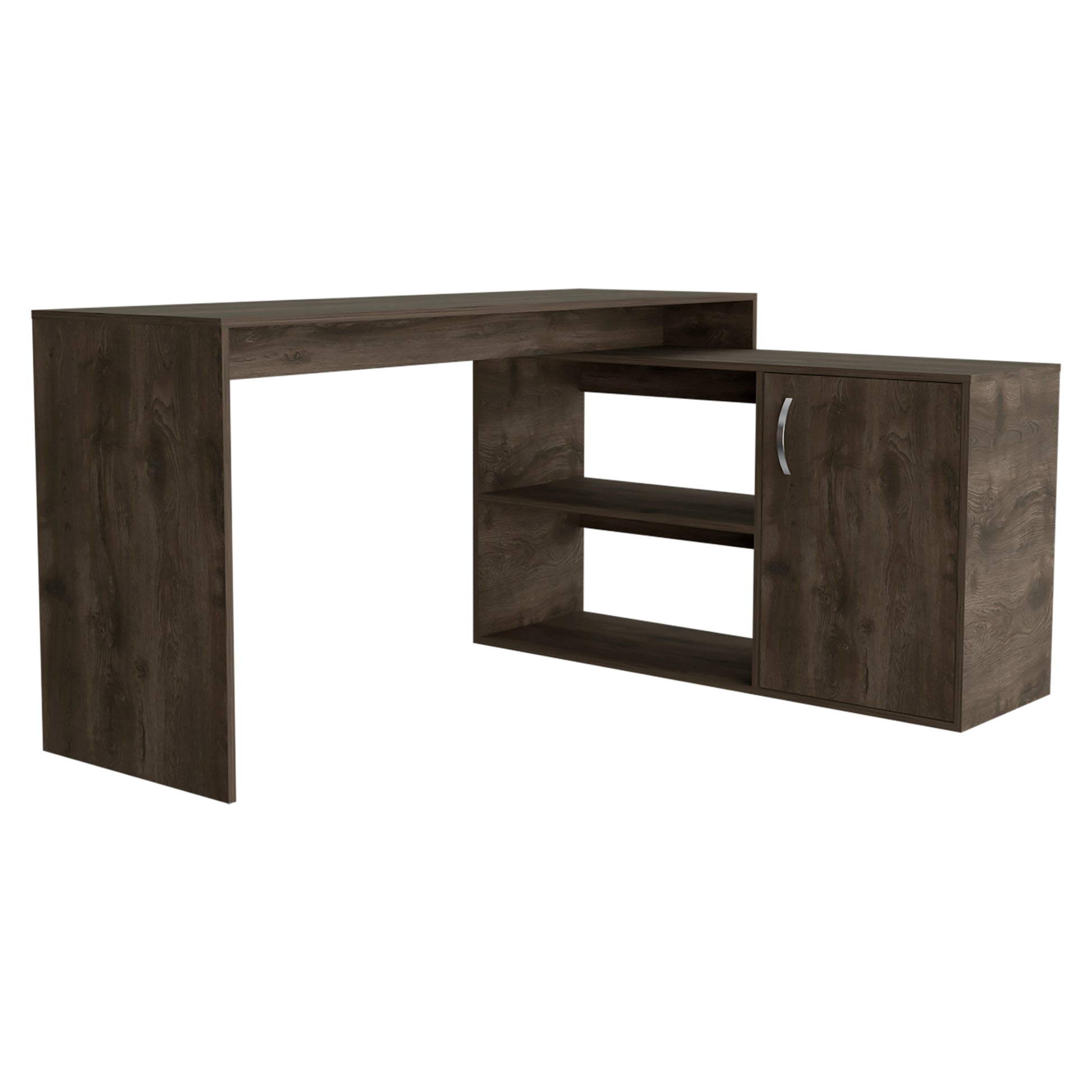 Ridley 2 Shelf L Shaped Writing Desk Dark Brown Dark Brown Particle Board