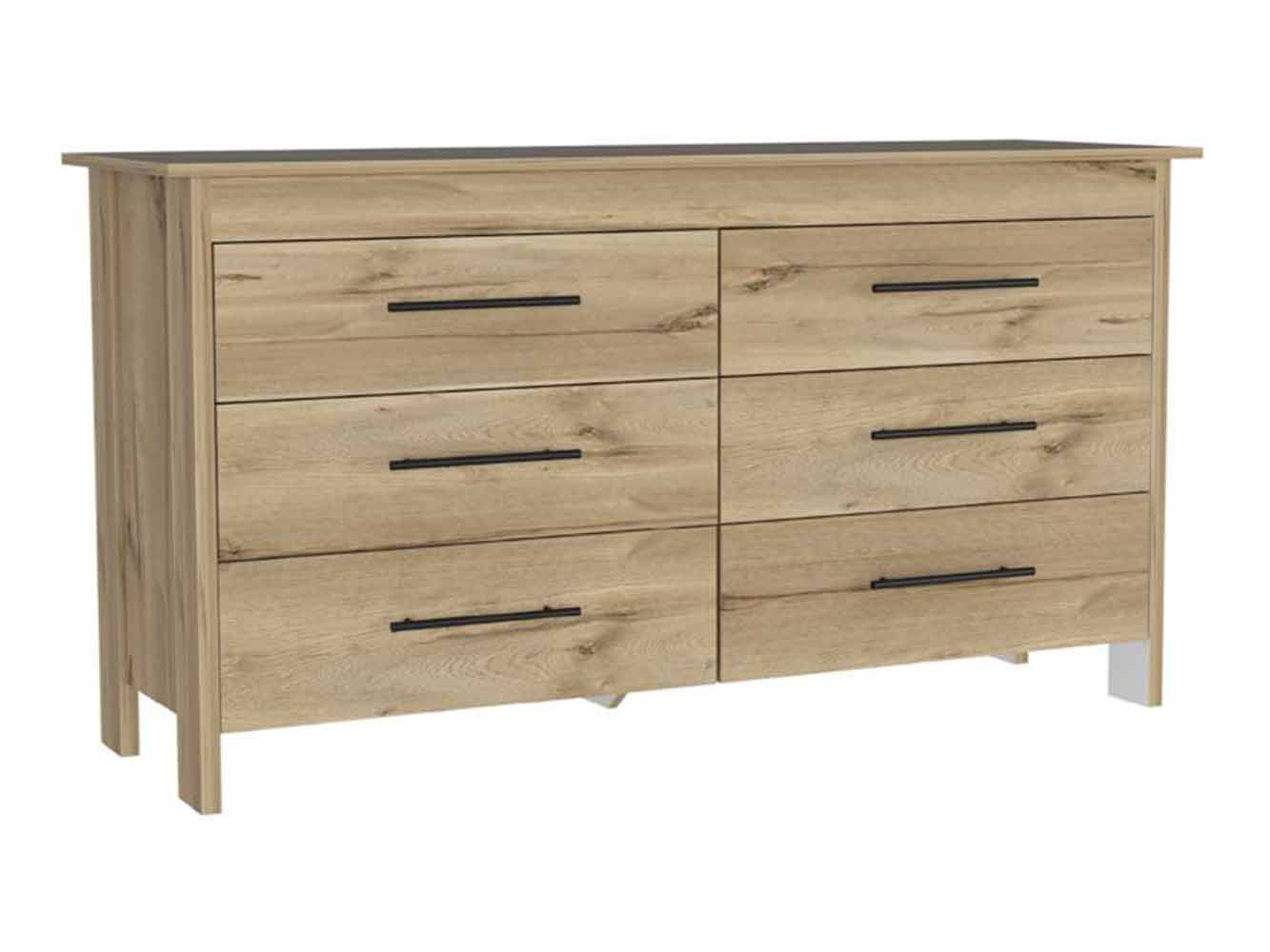 Southington 6 Drawer Rectangle Dresser Light Oak And White Beige Particle Board