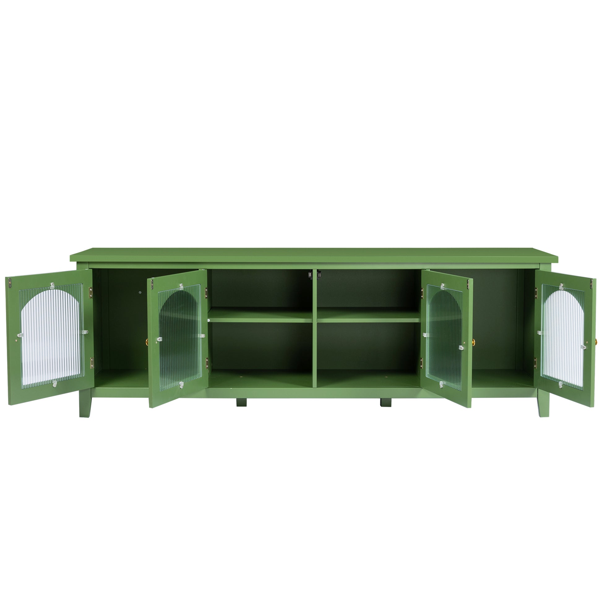 71 Inch Stylish Tv Cabinet,Entertainment Centertv Stand,Tvconsoletable, Media Console,Solidwood Frame,Changhong Glass Door,Metal Handle,Antique Green,For The Children'S Room,Bedroom Living Room Antique Green Primary Living Space 75 Inches 70 79 Inches