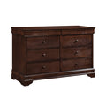 Brown Cherry Finish Louis Phillipe Style Bedroom Furniture 1Pc Dresser Of 6X Drawers Hidden Drawers Wooden Furniture Brown Mix 5 Drawers & Above Bedroom Traditional Wood