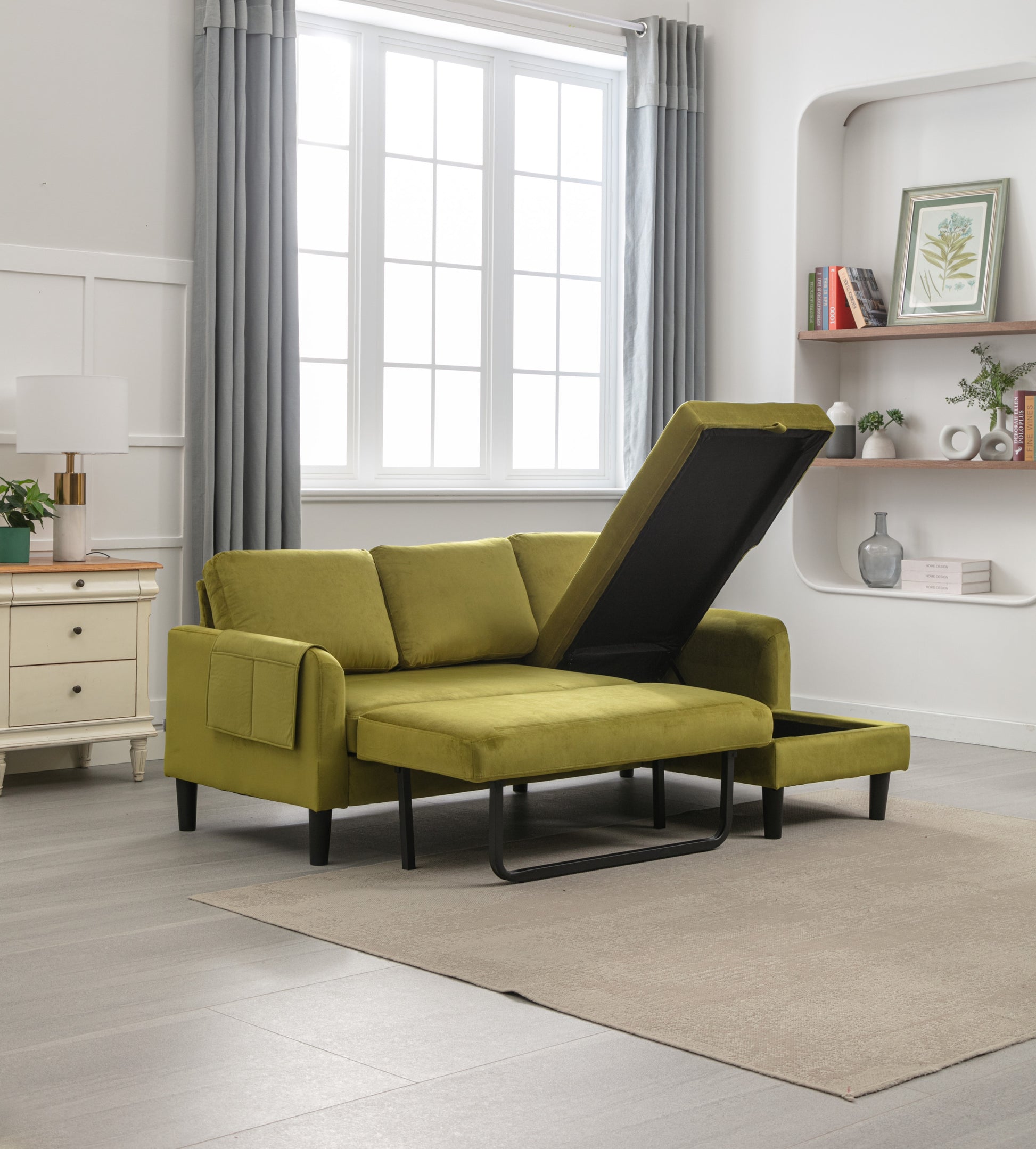 United We Win Sectional Sofa Reversible Sectional Sleeper Sectional Sofa With Storage Chaise Olive Polyester