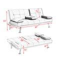 Black Leather Multifunctional Double Folding Sofa Bed For Office With Coffee Table Black Foam Pvc 2 Seat