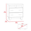 Aaron 2 Drawer 2 Shelf Dresser White White Particle Board