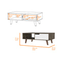 Dark Brown And White 1 Drawer 1 Shelf Rectangle Coffee Table Brown Particle Board