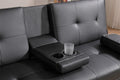 Black Leather Multifunctional Double Folding Sofa Bed For Office With Coffee Table Black Foam Pvc 2 Seat
