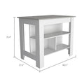 Rockaway 3 Shelf Kitchen Island White And Ibiza Marble White Particle Board