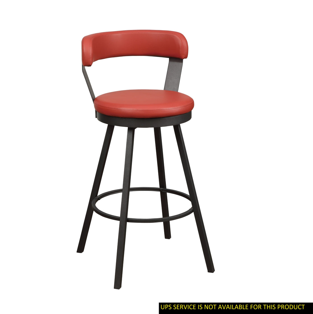 Red Faux Leather Upholstered Metal Base Chairs Set Of 2Pc 360 Degree Swivel Bar Height Design Pub Chairs Casual Style Red Dining Room Bar Stools Metal