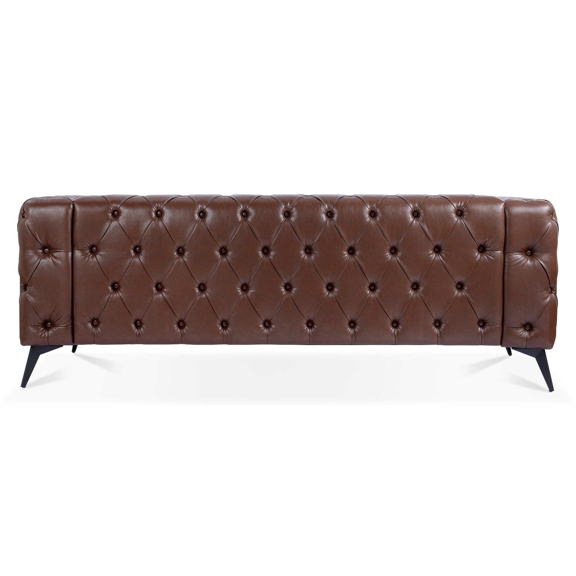 84.06Inch Width Traditional Square Arm Removable Cushion 3 Seater Sofa Dark Brown Foam Pu