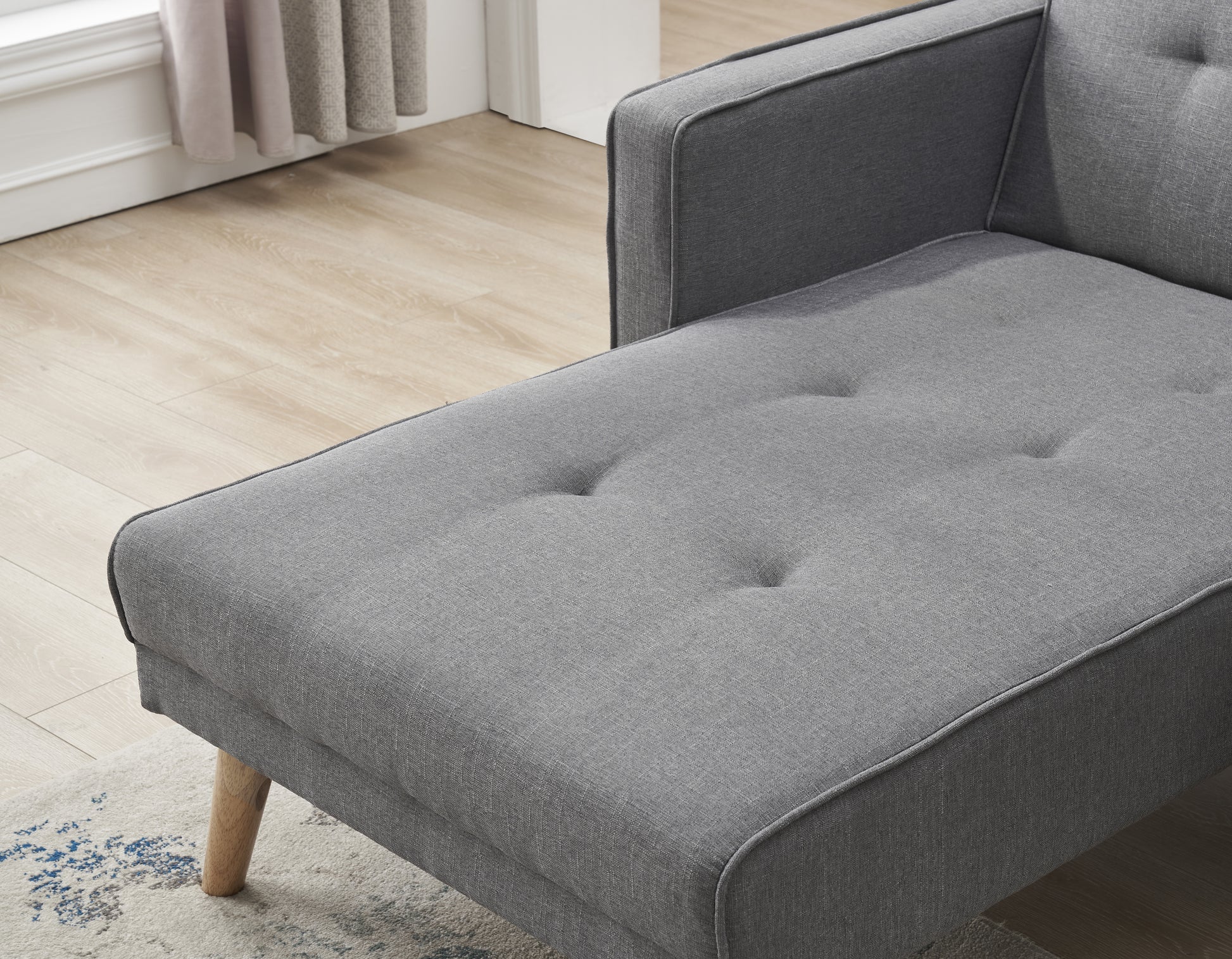 Variable Bed Sofa Living Room Folding Sofa Gray Foam Cotton 4 Seat