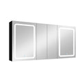 60X30 Inch Led Bathroom Medicine Cabinet Surface Mount Double Door Lighted Medicine Cabinet, Medicine Cabinets For Bathroom With Mirror Defogging, Dimmer Black Black Modern Aluminium