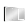 50X30 Inch Led Bathroom Medicine Cabinet Surface Mount Double Door Lighted Medicine Cabinet, Medicine Cabinets For Bathroom With Mirror Defogging, Dimmer Black Black Modern Aluminium