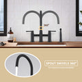 Double Handle Bridge Kitchen Faucet With Side Spray Matte Black Stainless Steel