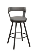 Gray Faux Leather Upholstered Metal Base Chairs Set Of 2Pc 360 Degree Swivel Bar Height Design Pub Chairs Casual Style Gray Bar Stools Metal