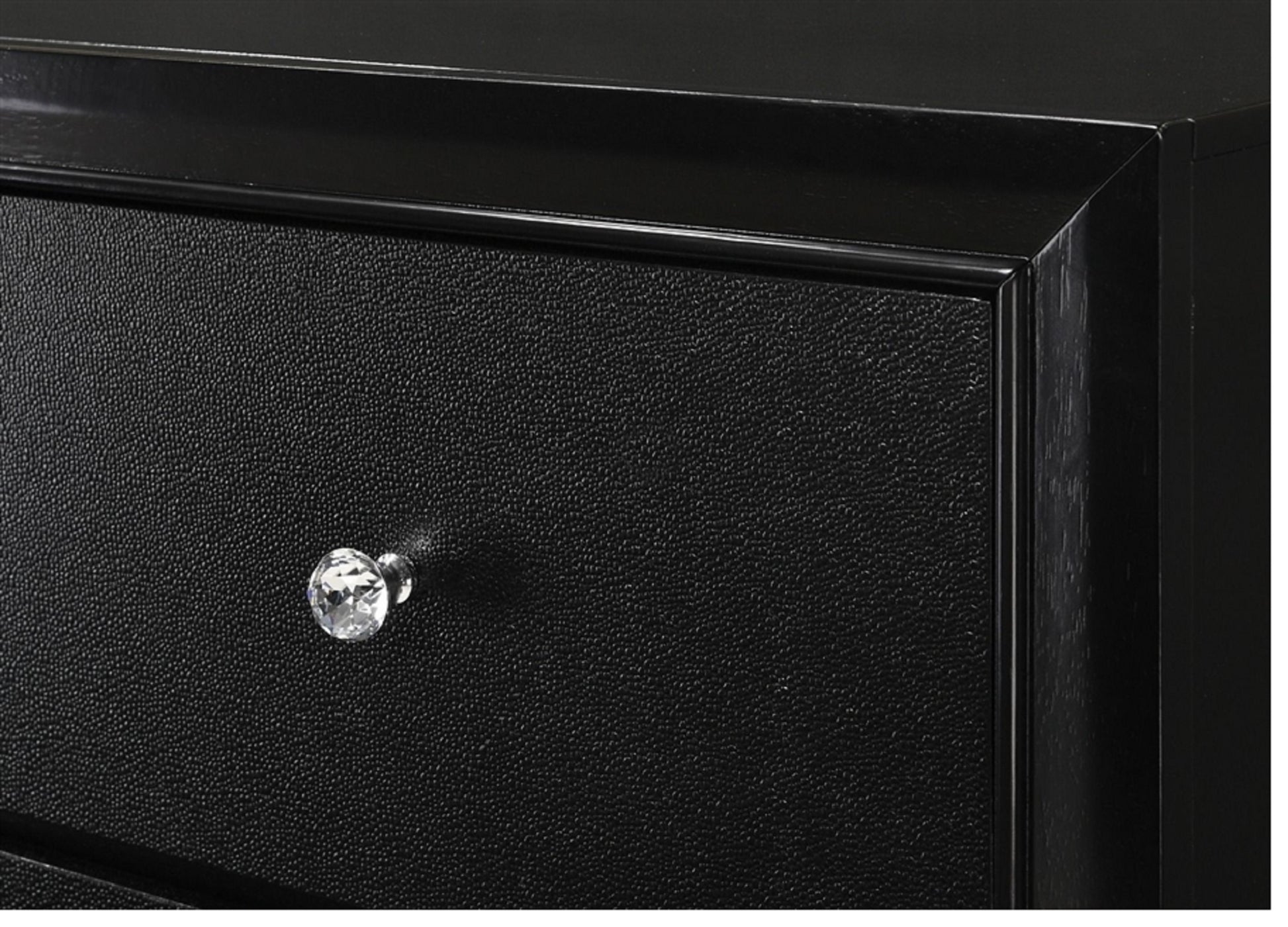 1Pc Modern Glam Style Black Finish Glam Five Drawer Chest Pattern Wooden Bedroom Furniture Black Bedroom Modern Solid Wood