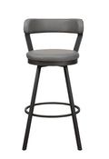 Gray Faux Leather Upholstered Metal Base Chairs Set Of 2Pc 360 Degree Swivel Bar Height Design Pub Chairs Casual Style Gray Bar Stools Metal