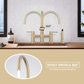 Double Handle Bridge Kitchen Faucet With Side Spray Brushed Gold Stainless Steel