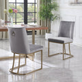 Dining Chairs, Velvet Upolstered Side Chair, Gold Metal Legs Set Of 2 Gray Gray Foam Metal