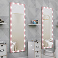 Hollywood Full Length Mirror With Lights Full Body Vanity Mirror With 3 Color Modes Wall Lighted Standing Floor Mirror For Dressing Room Bedroom Hotel Touch Control Pink 62.6