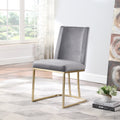 Dining Chairs, Velvet Upolstered Side Chair, Gold Metal Legs Set Of 2 Gray Gray Foam Metal