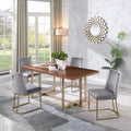 Dining Chairs, Velvet Upolstered Side Chair, Gold Metal Legs Set Of 2 Gray Gray Foam Metal