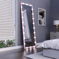 Hollywood Full Length Mirror With Lights Full Body Vanity Mirror With 3 Color Modes Wall Lighted Standing Floor Mirror For Dressing Room Bedroom Hotel Touch Control Pink 62.6