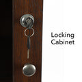 Locking Bar Cabinet, Holds 9 Wine Glasses, Holds Up To 16 Wine Bottles, Compact Storage In Chestnut Brown Chestnut Particle Board