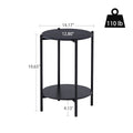 2 Layer End Table With Whole Marble Tabletop, Round Coffee Table With Black Metal Frame For Bedroom Living Room Office Black,1 Piece Black Metal