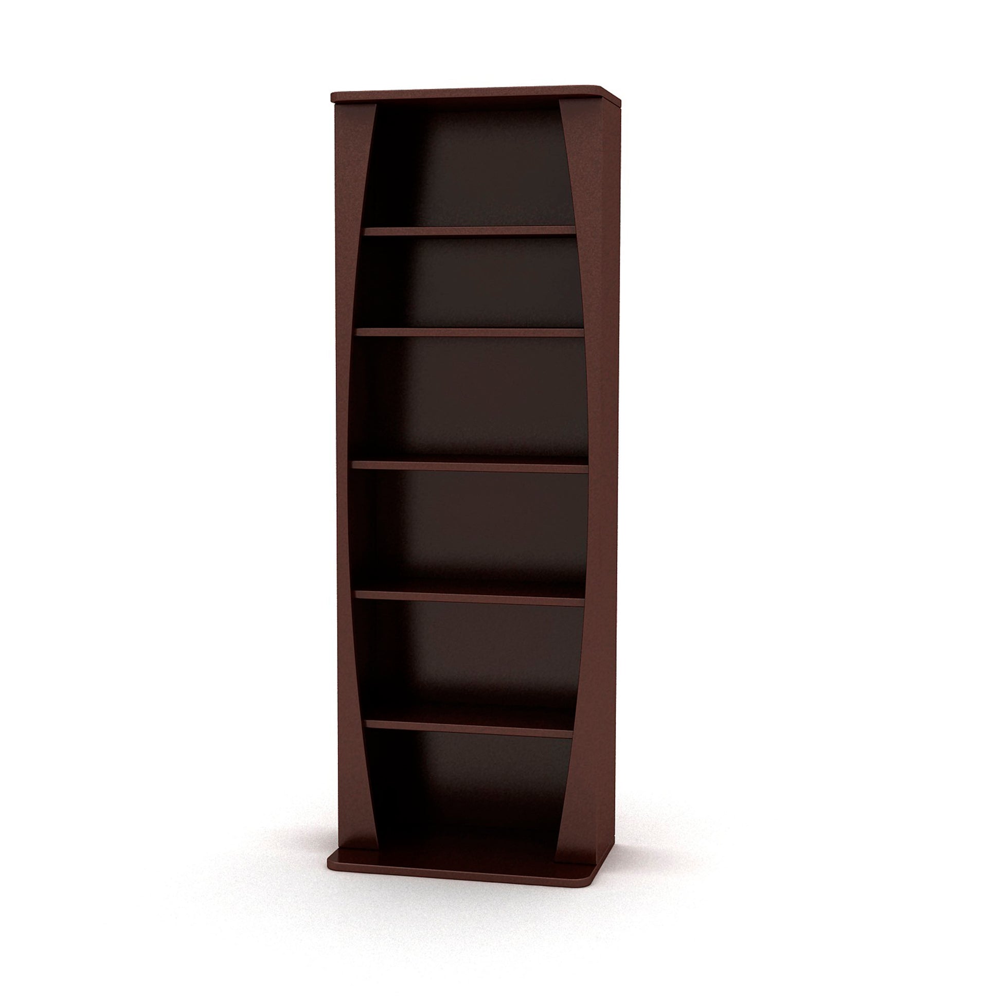 Multimedia Shelving Unit, 5 Adjustable Shelves, Wide Base For Stability, Lightweight In Espresso Brown Black Brown Particle Board