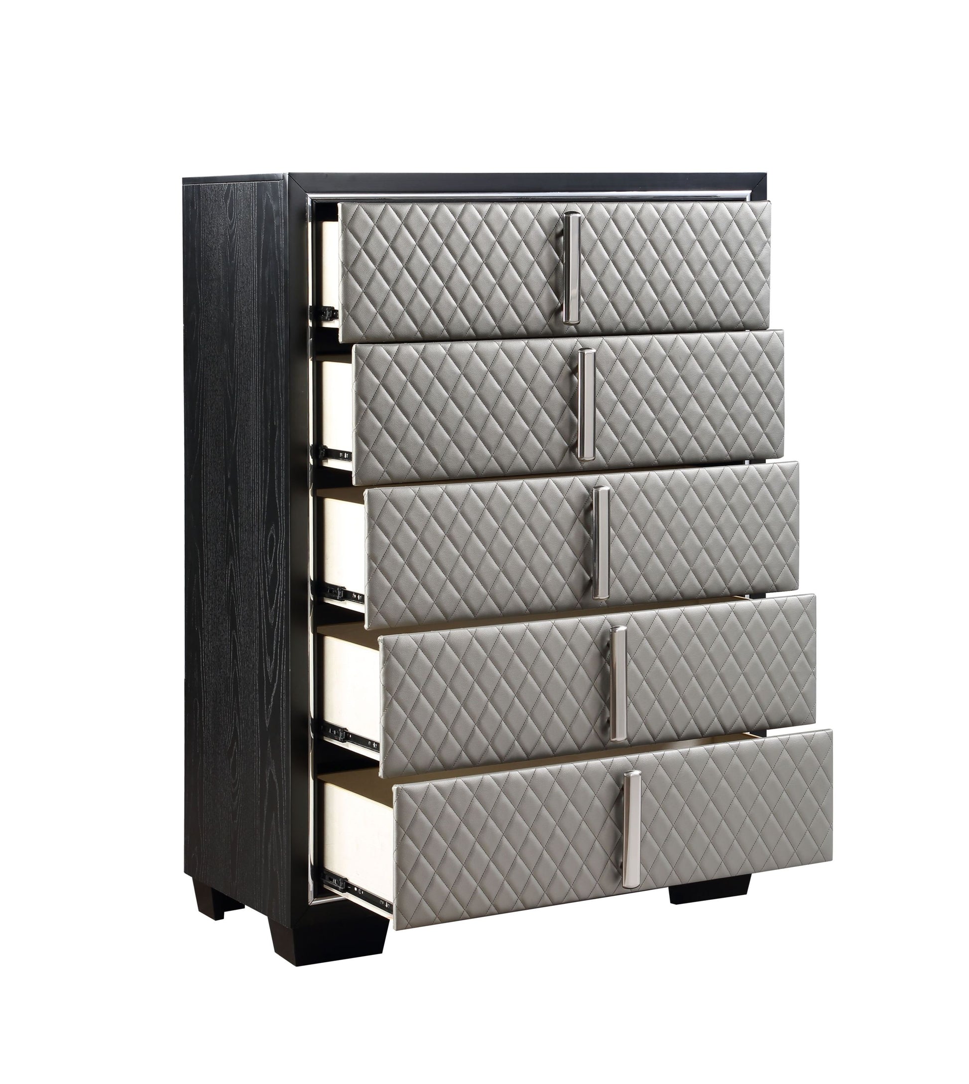 Nicola Chest Silver Pu & Black Finish Bd01431 Black Pu