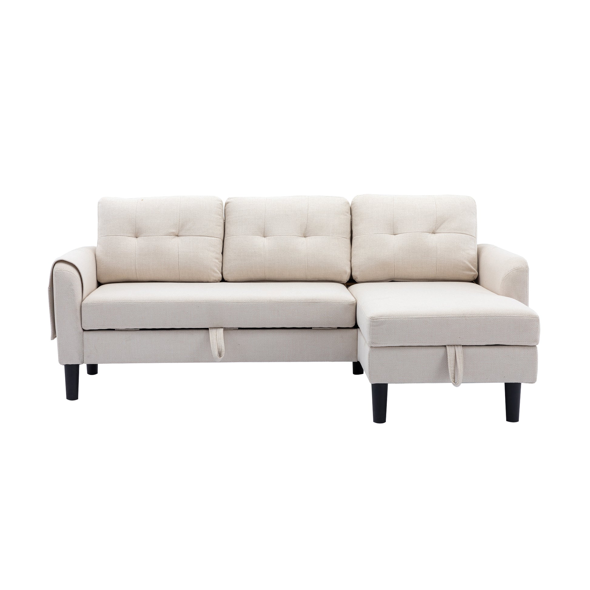 United We Win Sectional Sofa Reversible Sectional Sleeper Sectional Sofa With Storage Chaise Beige Polyester