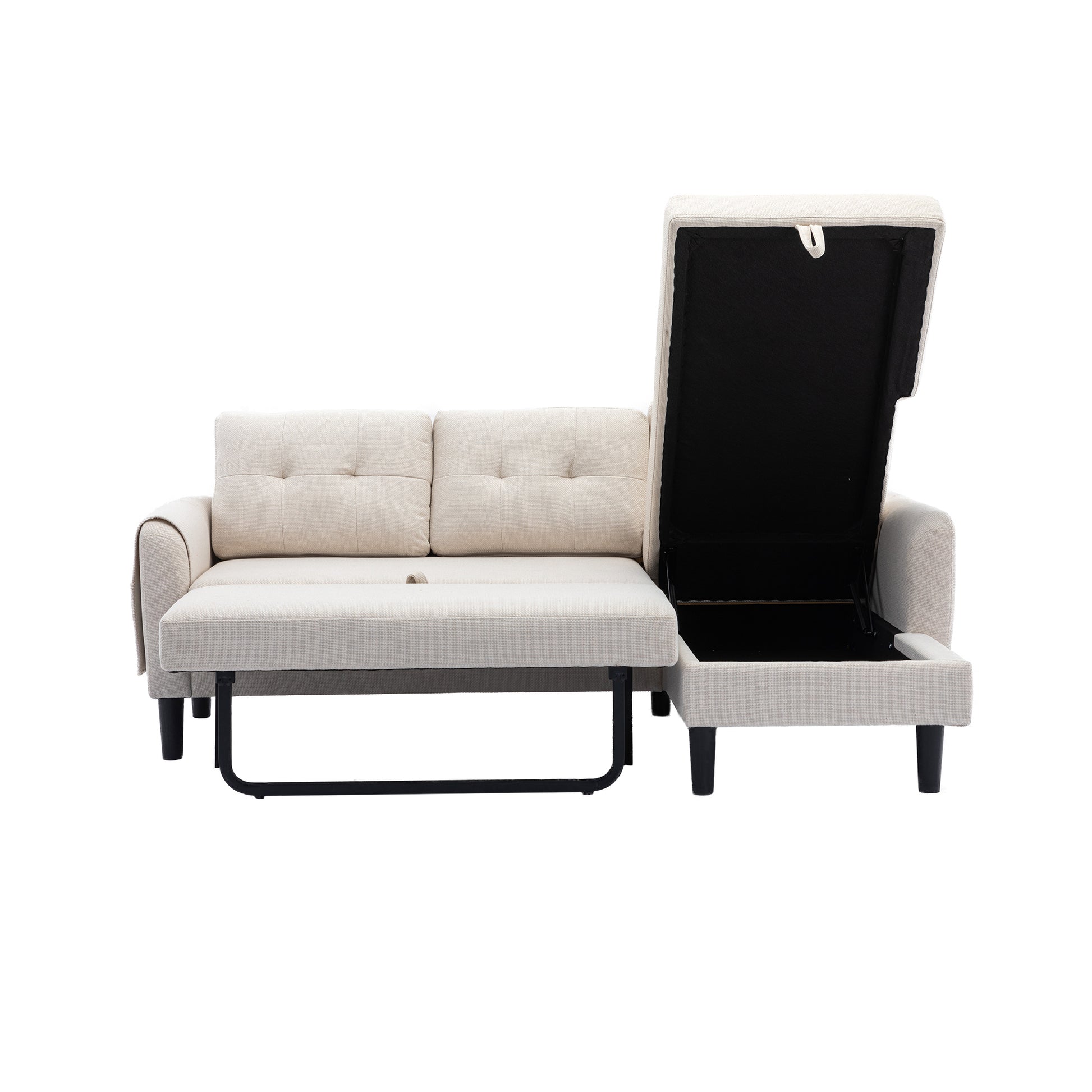 United We Win Sectional Sofa Reversible Sectional Sleeper Sectional Sofa With Storage Chaise Beige Polyester