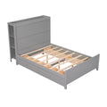 Full Size Platform Bed With Drawers And Storage Shelves, Gray Gray Pine