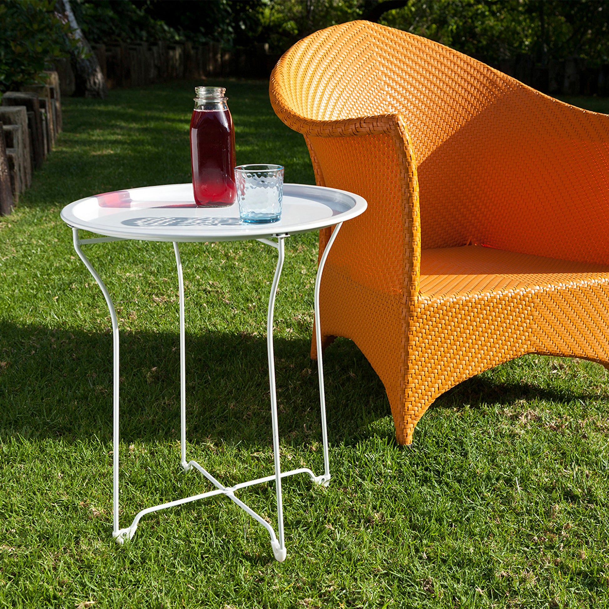 Foldable Side Table, Removable Table Top, Powder Coated Metal In White White Metal