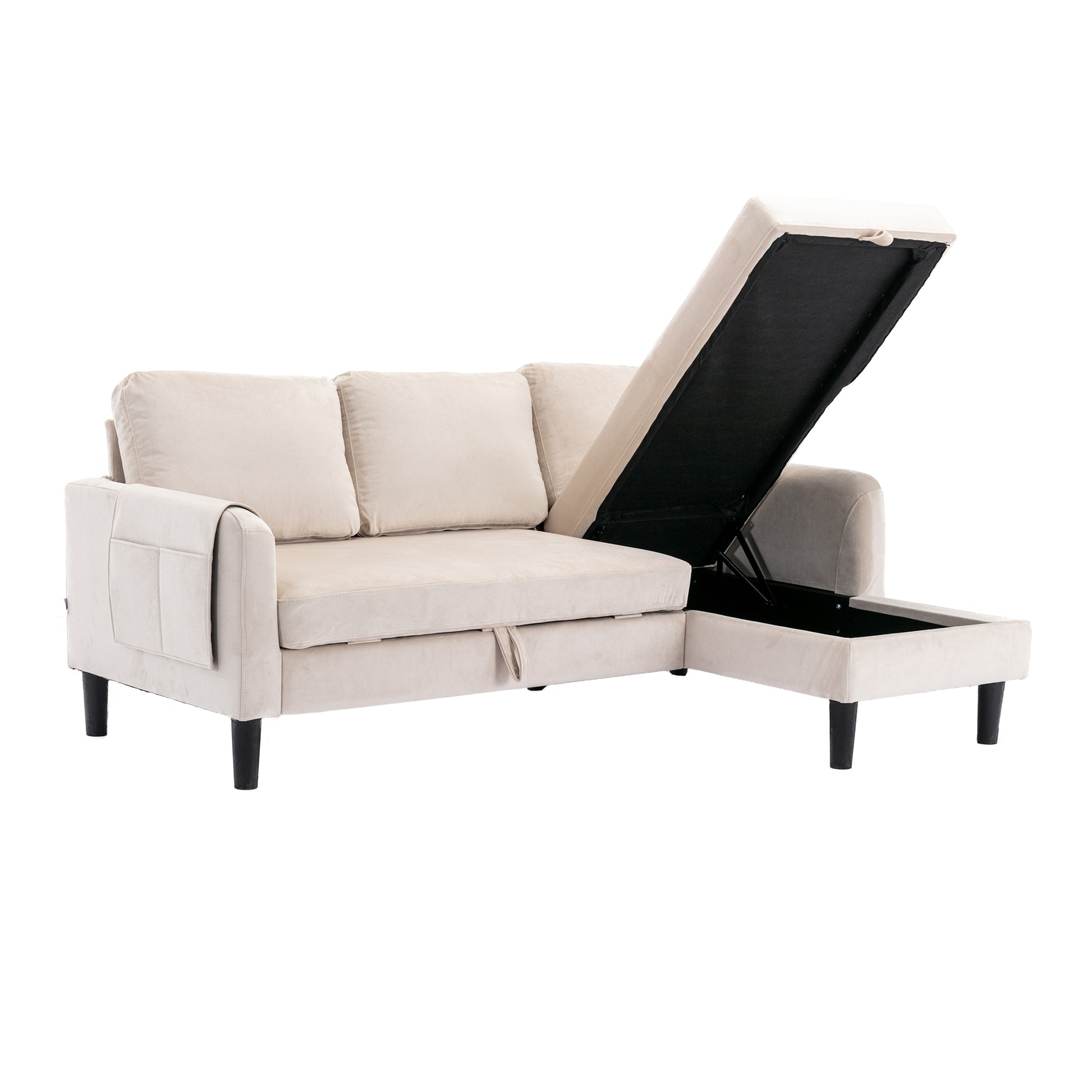 United We Win Sectional Sofa Reversible Sectional Sleeper Sectional Sofa With Storage Chaise Beige Polyester