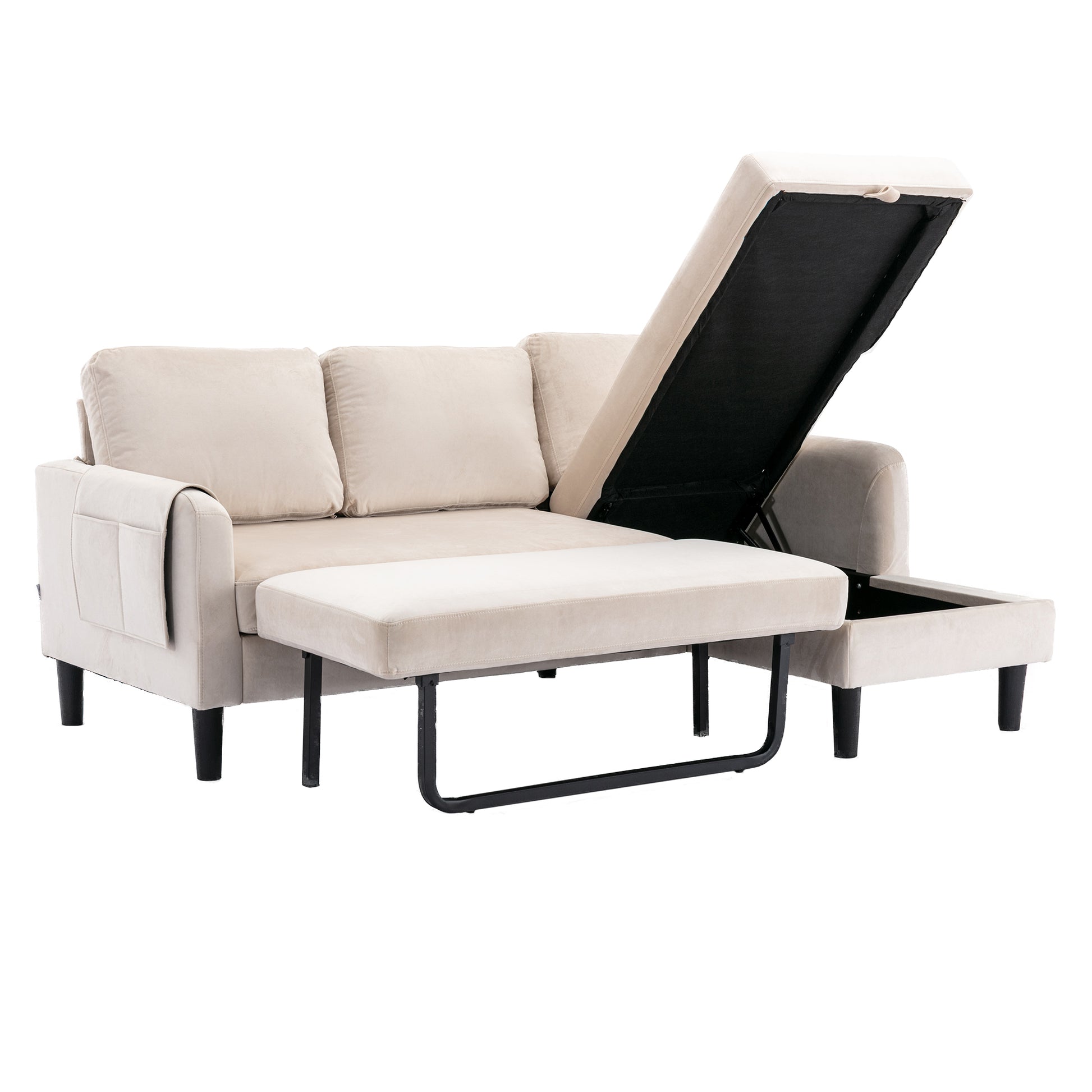 United We Win Sectional Sofa Reversible Sectional Sleeper Sectional Sofa With Storage Chaise Beige Polyester