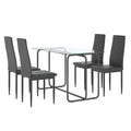 5 Piece Rectangle Dining Table Set, Tempered Glass Dining Table For Kitchen Room, Transparent Black Transparent Glass